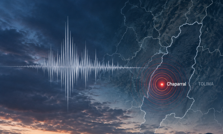 Mapa de actividad sísmica en Chaparral, Tolima, tras nuevo temblor de magnitud 3,8.