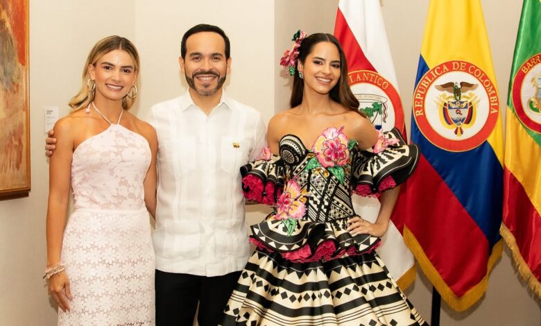 Salwa Maloof Habib durante reunión con el presidente Abelardo De la Espriella por el Carnaval de Barranquilla.