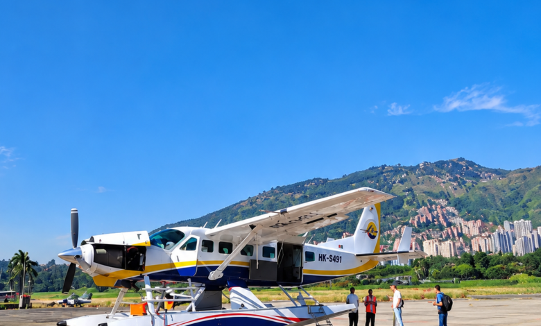 Hidroavión de Alma Air en la ruta turística entre Medellín y el embalse de Guatapé.